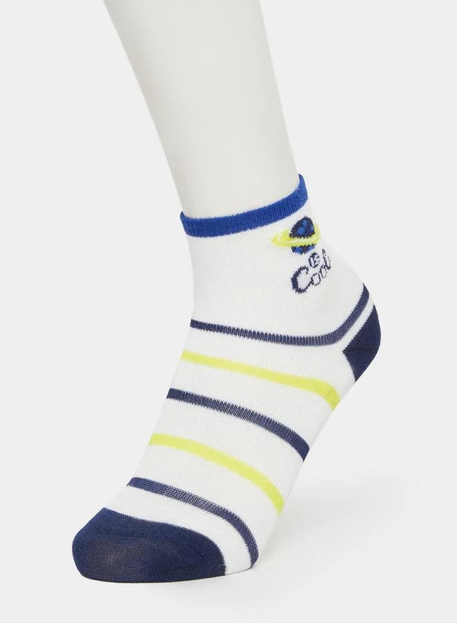 ستايلي طقم 5 جوارب كاحل مطبوعة